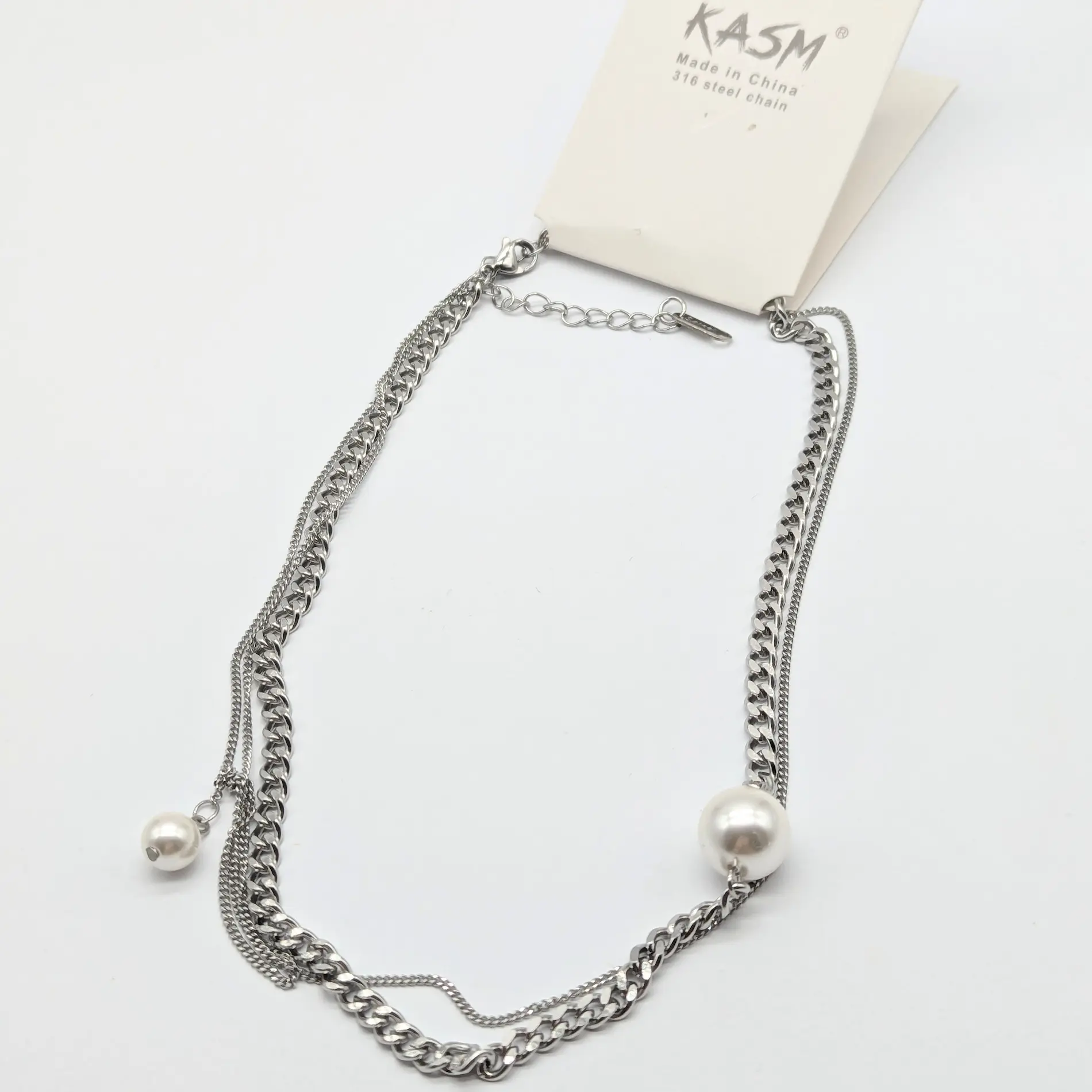 Ланцюжок сталь 316L “Мінімалістична кулька” “Касм”, РС, довжина ланцюжка 46+6 см