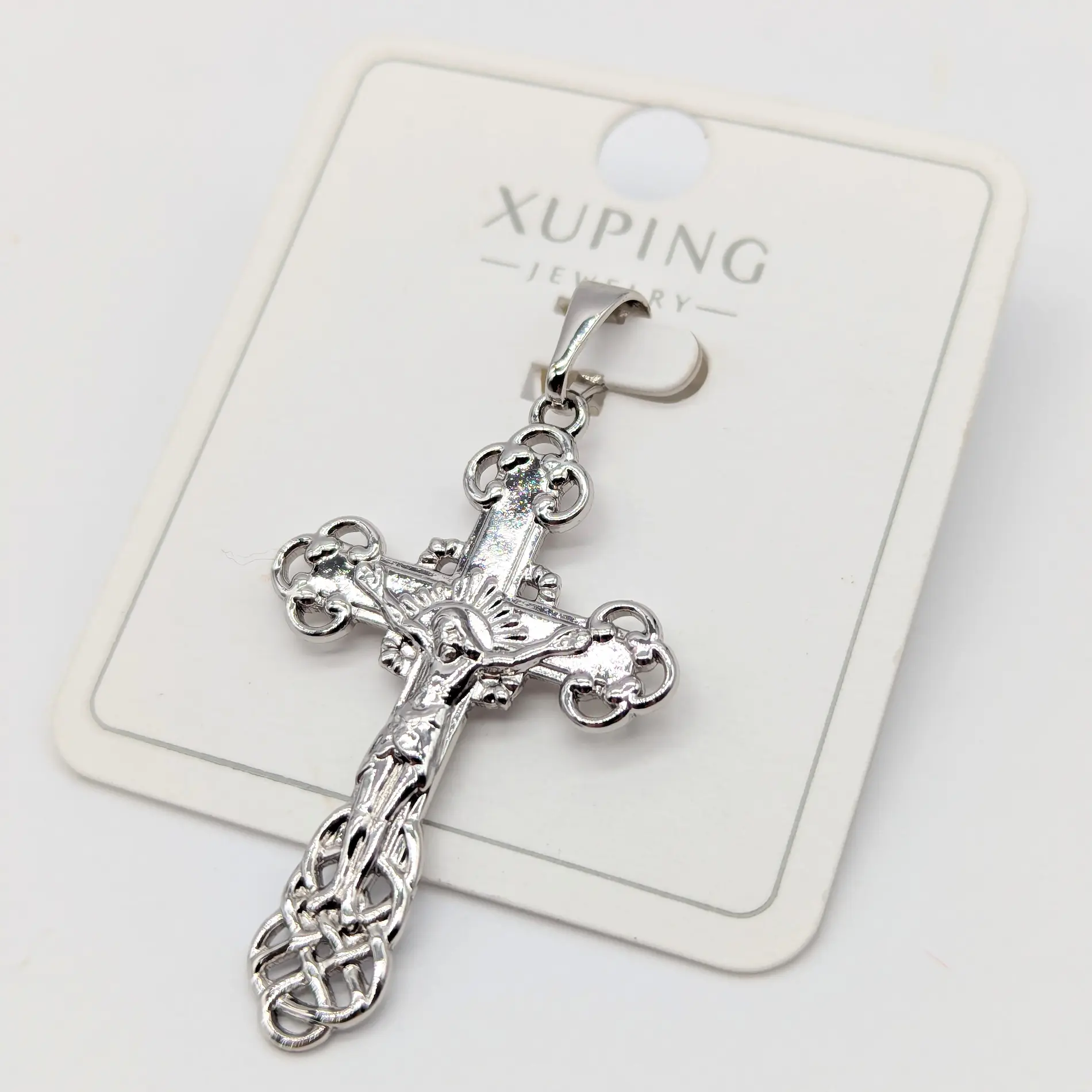 Кулон Xuping “Хрестик декор” у сріблястому покритті 42.5 см